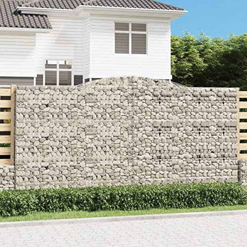 qohoio Cesto Gabbione ad Arco 400x50x200/220 cm Ferro Zincato,Cesto Gabbione ad Arco,Gabbione,Gabbioni da Giardino,Gabbioni Metallici per Sassi-153540
