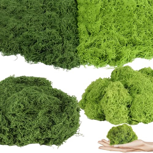 ClcIosis 250g Kunstmoos Zum Basteln Kunstmoos Zum Dekorieren Fake Künstliches Moos Kunst Moos Für Aquarium, Modellbau, Blumen Dunkelgrün+Hellgrün
