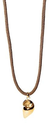 Purelei® Muschel-Kette mit gedrehtem Band – Maritimer Anhänger & Edelstahl in Gold, Silber oder Roségold – 40–45 cm – Dunkelbraun – Sommerlicher Boho-Stil (Gold)
