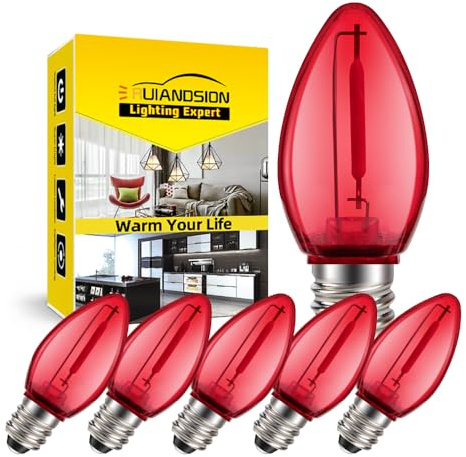 Ruiandsion E12 LED Leuchtmittel 220V Rot 1W Schraubsockel - LED-Leuchtmittelersatz für Weihnachtsbaum, Kamin-Dekoration, Rentier-Lichter und Kürbislaternen (6er Pack)