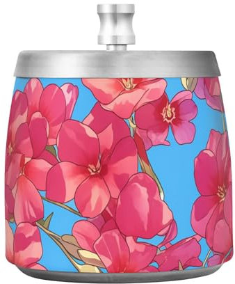 Glowing Red Phlox Flowers Big Ashtrays with Lid for Cigarettes Outdoor Table Smokeless Decorative Outside Cigarette Holder for Home Office Decor