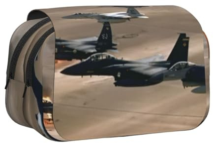 YFSGDLBN War Plane Printed Double Clamshell Pen Case Pencil Pouch