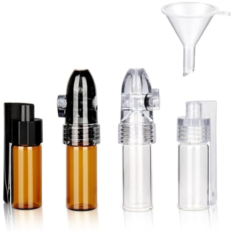 5 Piezas Herramienta en Polvo de Especias con Cuchara, Mini Botella de Cristal,Dosificadores de Coque,botella de Vidrio a Prueba de Fugas,Botella de Almacenamiento Portátil para Viajes al Aire Libre