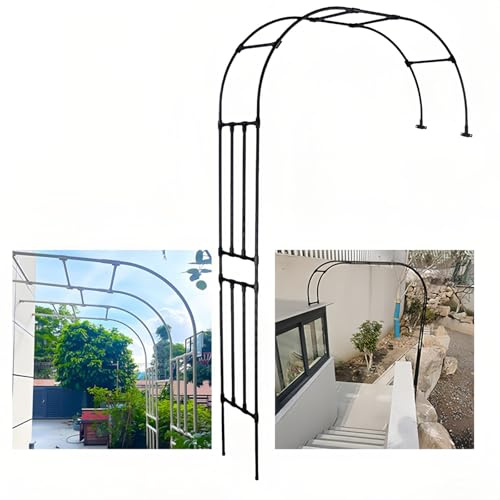Gartenbogen, Pergola, wetterbeständig, halbrund, Rosenbogen für Kletterpflanzen, Hochzeitsdekorationen, Gemüse (schwarz, 120 x 240 cm)