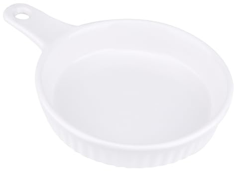 Alipis Pirofila Ceramica Rotonda con Manico Singolo per Forno Contenitore per Cibo Elegante Bianco Teglia da Cucina per Snack e Dolci per Casa e Ristorante