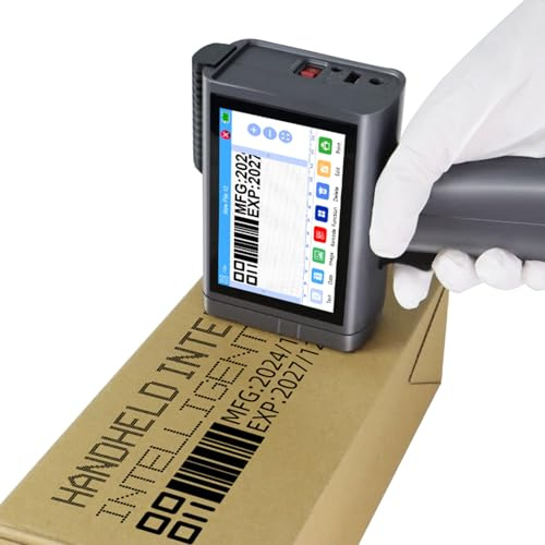 Sunydog Tragbarer HD-Tintenstrahldrucker mit Aluminiumgehäuse, 360-Grad-Druck und Mehrsprachiger Unterstützung, Perfekt für den Industriellen Einsatz und Heimprojekte (100–240 V EU-Stecker)