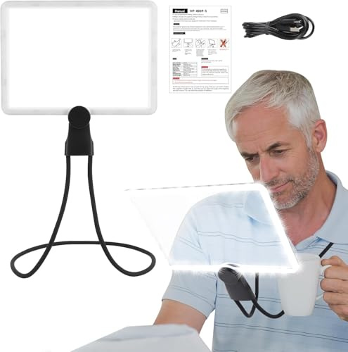 5X Grande Loupe de Lecture avec 50 Lumières LED, Rechargeable Lampe Loupe Mains Libres avec Col de Cygne Flexible, Lentille en Acrylique de 9,5 X 7 in, Parfaite pour Lecture, Réparations, Couture