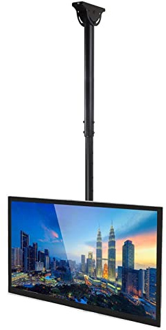 Soporte de montaje en techo para TV ajustable - Soporte de montaje en pared para TV para televisores 4K de 32 a 65 pulgadas, altura ajustable, inclinación telescópica y pantalla plana giratoria, negro