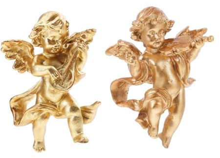 DIYEAH Escultura de Ángel Europea de Resina para Pared, Adorno Decorativo de Pared 2 Piezas (a B), Figuras Ornamentales Detalladas para Decoración del Hogar y Fotografía Interior