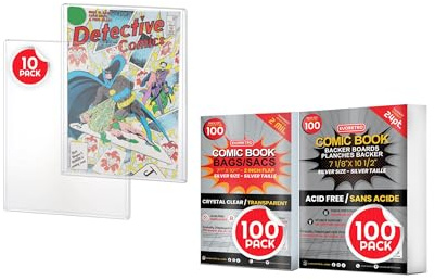 EVORETRO Comic Book Storage Bundle – Hard Comic Toploader Case + 100 Silver Age Comic Bags and Backing Boards
