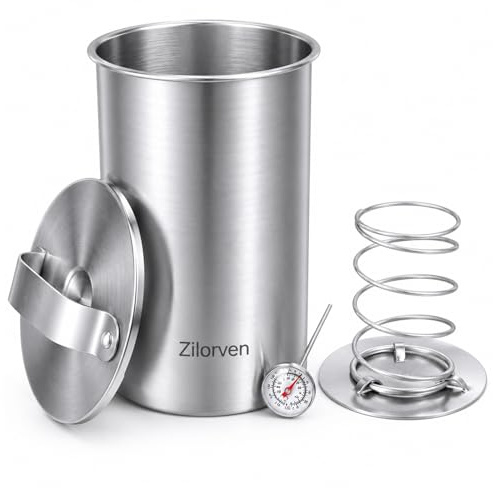 Zilorven Stampo Pressa per Carne in Acciaio Inox 304, con Termometro e Coperchio in Vetro, per Prosciutto Fatto in Casa e Sandwich (0)