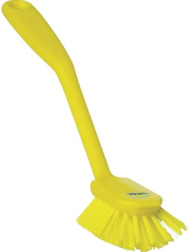 Vikan 42376 Dish Brush with Scraping Edge, Yellow, Medium, 280mm Length, 60mm Width, 55mm Height