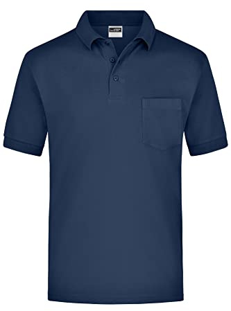 James & Nicholson Kurzarm Poloshirt mit Brusttasche - Klassisches Herrenpolo aus feiner Piqué-Qualität