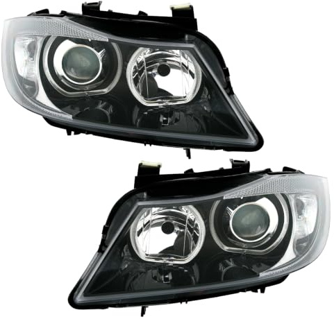 Angel Eyes Scheinwerfer Set in Schwarz für 3er BMW E90/E91 (5/2005-9/2008)