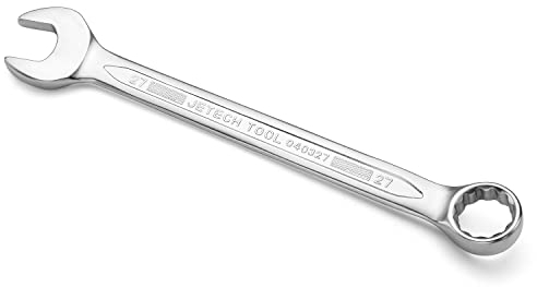 Jetech chiave combinata da 27 mm - chiavi di grado industriale con design a 12 punti, offset di 15 gradi, in acciaio al cromo vanadio con finitura sabbiata, trattate termicamente, metriche