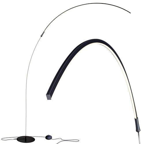 Brightech Sparq Arc Floor Lamp, Ultra Bright Lamp for Living Rooms & Offices – 3-Way Dimmable Smart, Tall Contemporary Standing Lamp for Reading in Bedrooms - Black
