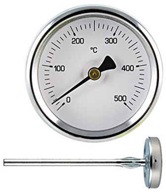 Thermomètre 0-500° pour fours à pizza et barbecue Ø63 mm. Sonde 200 mm