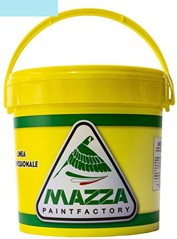 MAZZA Pittura Al Quarzo Per Muri Interni Ed Esterni Lt 5 Ad Alto Potere Coprente Colorificio (Celeste Mare1 Mz1098)