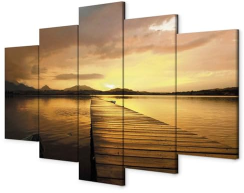 B&D XXL - Akustikbild 225x112 cm Bilder mit Akustikschaumstoff Hochleistungsschallabsorber Schallschutz Leinwandbild XXL 5 tlg Wandbild c-B-0088-b-n