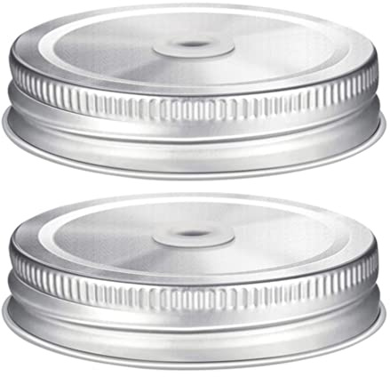 2pcs Wide Mouth Jars Storage Jar Jam Covers Seals Replacement Lids Straw Lids Stainless Steel Canning With Straw Holes