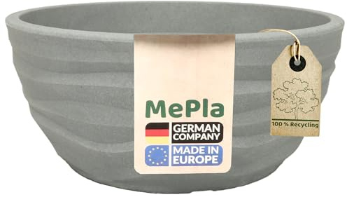 MePla Schale Carrara - runde Pflanzschale - wetterfestes Pflanzgefäß - UV-beständiger Blumenschale - ø38 - grau