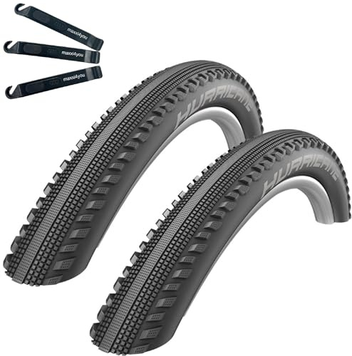 2 x Schwalbe Hurricane Performance Fahrradreifen E-50 57-622 (29 x 2.25) inkl. maxxi4you Reifenheber