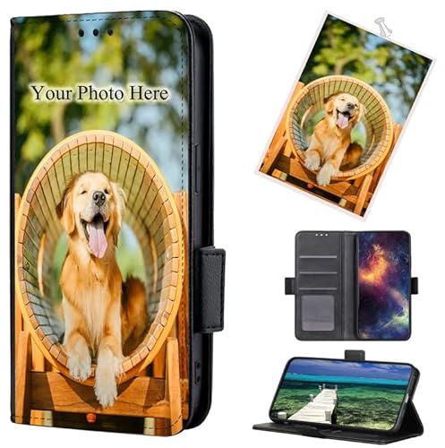 TIANDIMY Personalisierte Leder Handyhülle mit Foto für iPhone 12 Mini Hülle,Individuelle Text Bildern Foldable Flip Klapphüllen Wallet Case Schutzhülle für iPhone 12 Mini Phone Case Cover