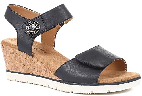 Pavers Womens Adjustable Wedge Sandals Navy Size 6