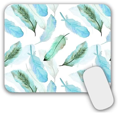 AOKSUNOVA Mauspad Klein mit Motiv Maus Pad 24 x 20cm Mousepad für Computer und Laptop Feder
