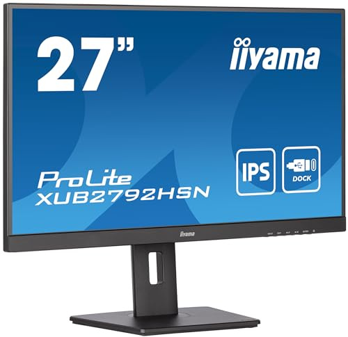 iiyama Prolite XUB2792HSN-B5 68,6cm 27 IPS LED-Monitor Full-HD HDMI DP USB-C USB3.0 USB-C Dock 65W LAN Slim-Line Höhenverstellung Pivot schwarz