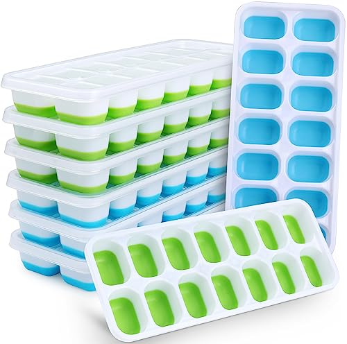 JRISBO 8 Pack Ice Cube Trays with Lids, BPA Free Silicone Ice Cube Moulds LFGB Certified, Stackable Ice Cube Mold for Chilling Whiskey Cocktail Coffee, Flexible & Easy-Release