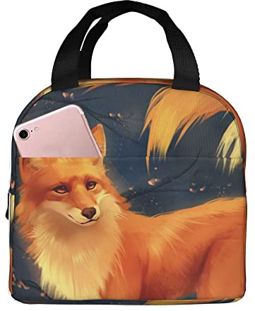 LOUJIN Borsa da pranzo isolata Scatola da pranzo Fox riutilizzabile Lunch Tote Box Bag per viaggio/Picnic/lavoro/escursionismo/scuola/ufficio