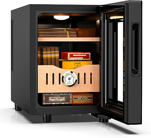 16L Elektrischer Humidor, 100 Zähler elektronischer Zigarren Humidor, Kühler Humidor Schrank mit Kühlung Temperaturregelung, Geschenk für Männer
