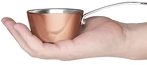 Macevia Mini-Saucenpfanne, Kupfer-Edelstahl, Butterwärmer, Kaffee-, Milchwärmer, Mini-Butterschmelztopf, klein, vielseitig einsetzbar, für Zuhause, Küche oder Restaurant (150 ml), Kupfer