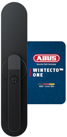 ABUS Fensterantrieb WINTECTO One – Smarter Fenstergriff für Fenster, Balkon- und Terrassentür – mit Alarmfunktion – einfache Montage ohne Bohren – Schwarz, gleichschließend (AL0145)