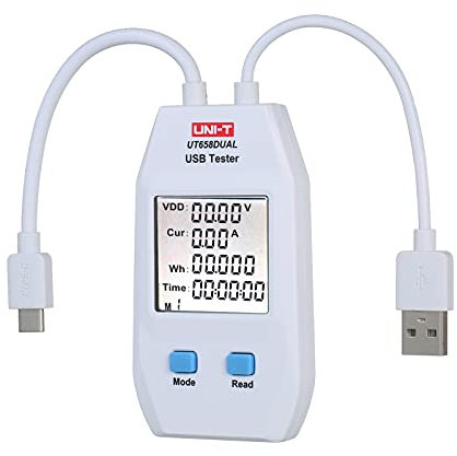 KOCAN USB Tester, USB Power Meter L USB Tester Detector Voltmeter Ammeter Digital Power acity Tester (UT658-Dual)