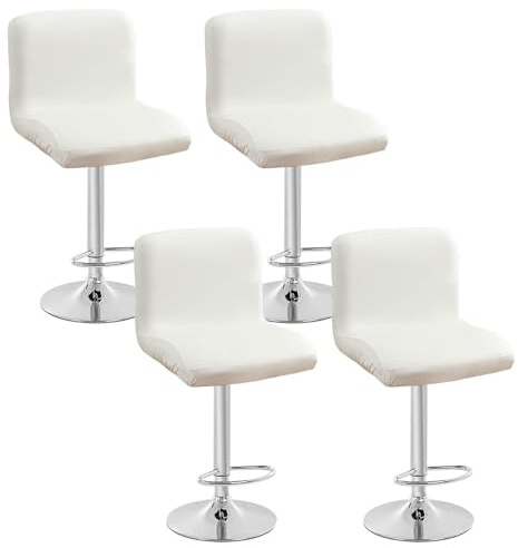 Leomix Set bestehend aus 2/4/6 Barhocker-Bezügen, robuster Barhocker-Bezug aus Kunstleder, mit Rückenlehne und waschbarer, elastischer Unterseite, für drehbare Esszimmerstühle,E,4pack