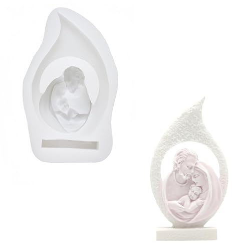 ZAHD 3D Silikonform Maria Heilige Kerzenform Familie Kerzengießform für Heimdekoration Jesus Kerzen Sojawachs Mary Heilige Seife, Gips, Epoxidharz