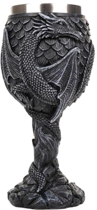 Copa Medieval de CEMELI, Copa De Dragón De Acero Inoxidable, Cáliz De Vino Duradero con Diseño De Dragones, Copa, Bebida Medieval Intrincadamente Tallada para Coleccionistas, 250 ml