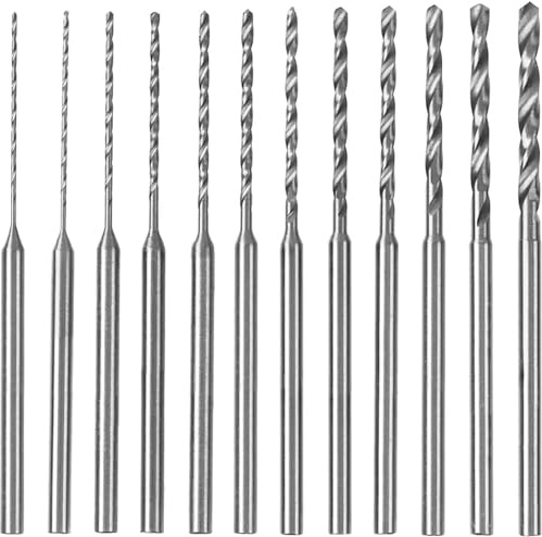 KEWAYO Mini forets HSS 12 pièces - Tige 2,35mm pour micro-perceuse | forets HSS mini. Tige 2,35 mm – compatible avec micro-perceuses. Tailles 0,5 à 2,0 mm. Idéal pour bricolage et bijouterie.