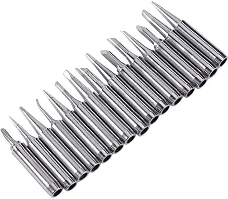 Acouto 15-teiliges Blei-Lötspitzen-Set, Sauerstoff-Kupfer, Leicht zu Verzinnen, für 936, 937, 938, 969 Lötstation