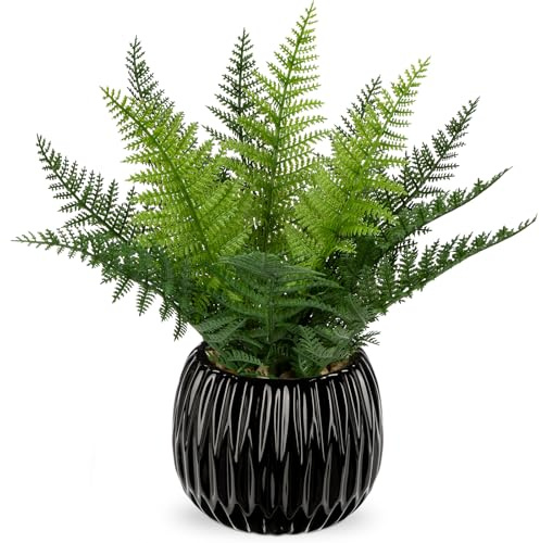 Oairse Kunstpflanze im Topf Kunstpflanze Fern Deko Modern Kunstpflanzen Kunststoff Pflanzen Deko für Wohnzimmer Balkon Schlafzimmer Badezimmer Zimmer Tischdeko