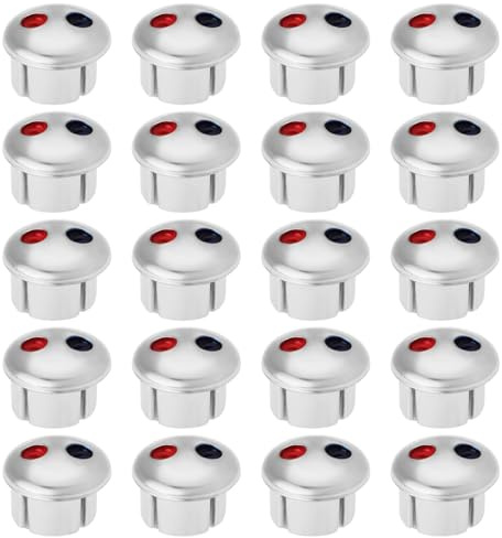 eMagTech 20pcs Faucet Indicators Handle Hot and Cold Water Signs Red and Blue Labels Kitchen Bathroom Sinks Faucets Cover Signs Suitable for 6.7mm Water Faucet Holes (Silver)