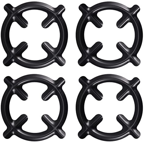 Uonlytech Plaques de Cuisson pour Cuisinière à Gaz en Fer Noir 4 Pièces Surface Lisse sans Bavures Support pour Cafetière pour Accessoires la Cuisine