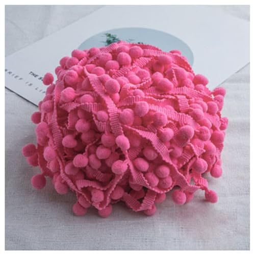 GreatRise Pompom-bård färgglada pom poms tofs bård spetsband med 1,2 cm pompoms tofs trim band för pyssel sy kläder hem dekorera rosa #2 5 yard