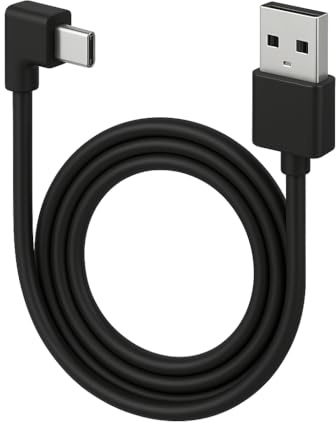 LARRITS Thin USB C Dash Cam Cable 10ft, USB A to USB-C 90 Degree Angle Power & Data Cord, Type-C Charger Connector for Dashcam, Mirror Cam, Backup Camera, Dashboard Recorder (3M)