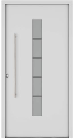 HORI® Haustür Eingangstür Aluminium Kunststoff Komplettset | Haus Eingangstür mit 5-fach Verriegelung | Anthrazit oder Weiß | Wärmeschutzglas | I Farbe: Weiß I DIN Links I Modell: Chain I 210 x 110 cm