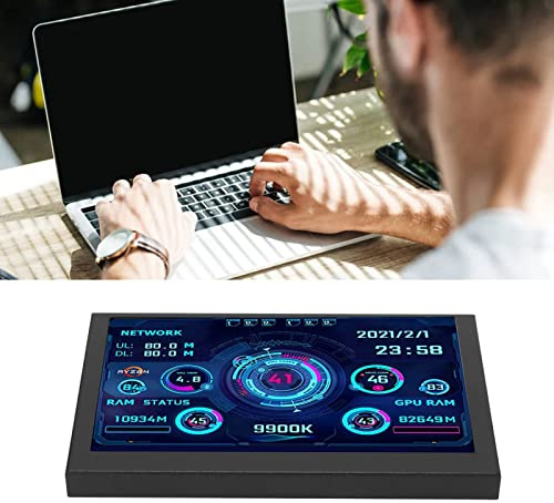 SustVita Mini Pantalla USB de 5 Pulgadas de 5 Pulgadas, Monitor de Temperatura para visualización de Datos de CPU de PC, Monitor secundario USB Tipo C para métricas de Rendimiento