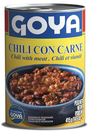 Goya Chili con Carne, 415gr, con Carne de Cerdo, Frijoles y Chiles | Delicioso Platillo Tradicional, ideal para compartir