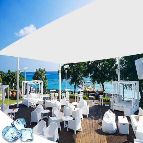 Vela Ombreggiante 140 x 400 cm Impermeabile - Montaggio Facile e Veloce, Tenda da Sole Ombreggiante Tendone per Pergola Piante da Patio Serra, Bianco
